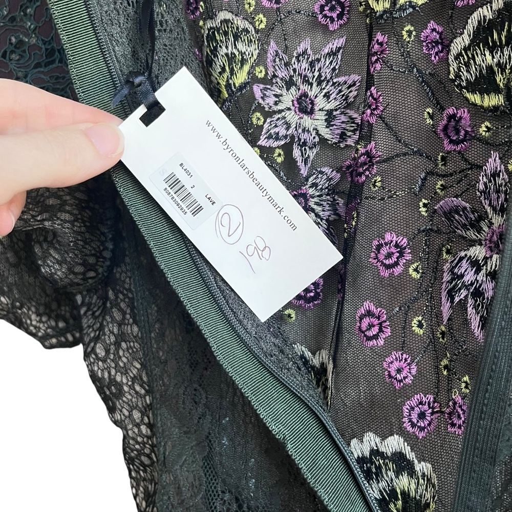 Byron Lars Beauty Mark Floral Lace Embroidered Blouse - Size 2 - Picture 9 of 14